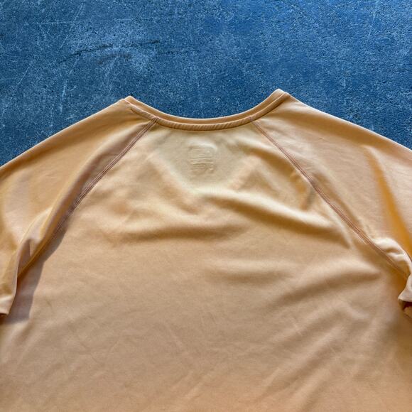 Nike Swoosh Embroidered Logo Shirt Womens L Orange Short Sleeve V Neck Athletic - Picture 4 of 8